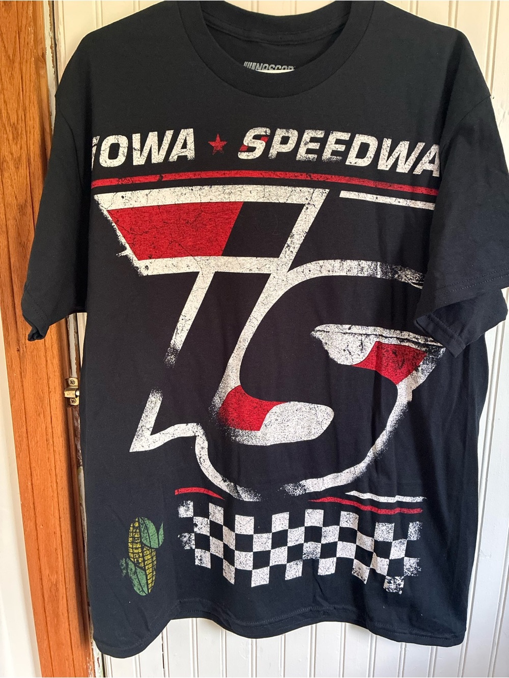 Nascar Black Iowa Speedway Graphic Tee with Red & White Accents